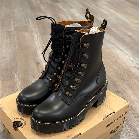 Dr. Martens Black Leather Platform Boots - Picture 6 of 12